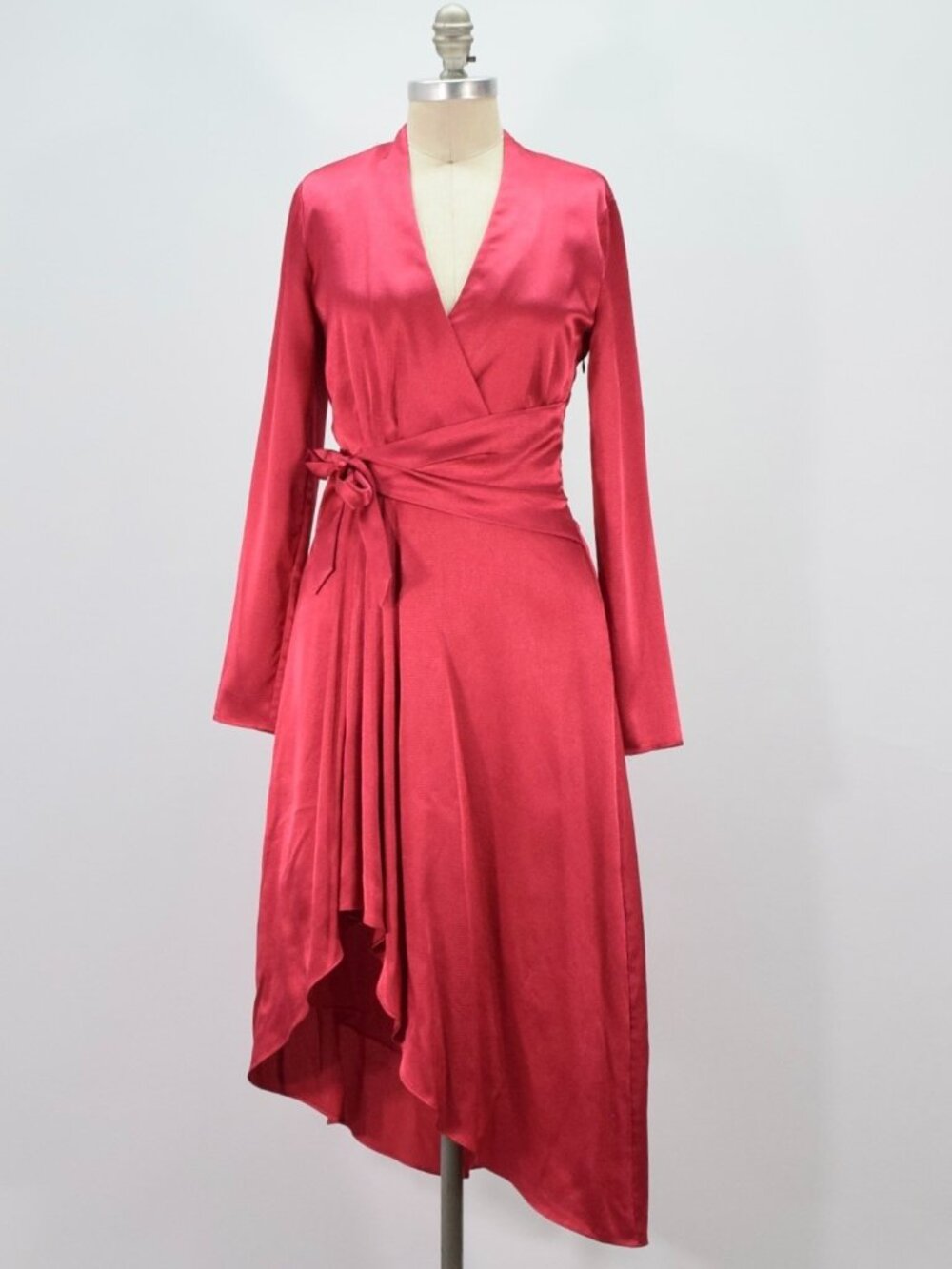 Equipment Hot Pink Textured Charmeuse Midi Wrap Dress